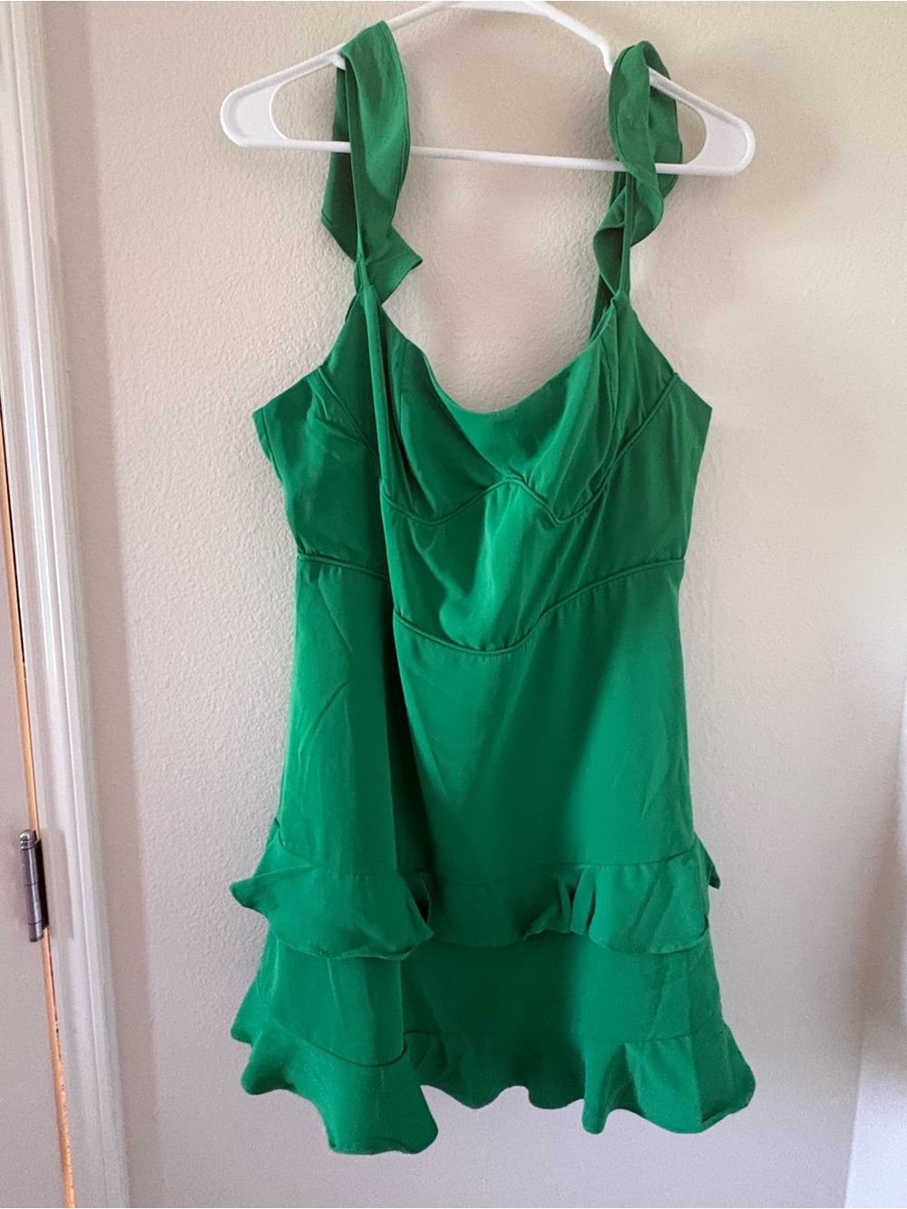 SHEIN Emerald Green Sleeveless Dress with Ruffle Straps